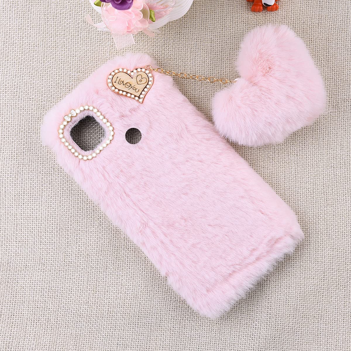 Fluffy Fur Plush Funda Para Infinix Note 10 Case Glitter Gems Fluffy Fur Skin Plush Cover
