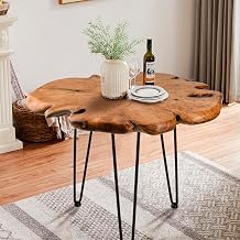 23.6" Live Edge Side Table Wooden Freeform Small End Table Waterproof Rustic Accent Table for Living Room Bedroom Home