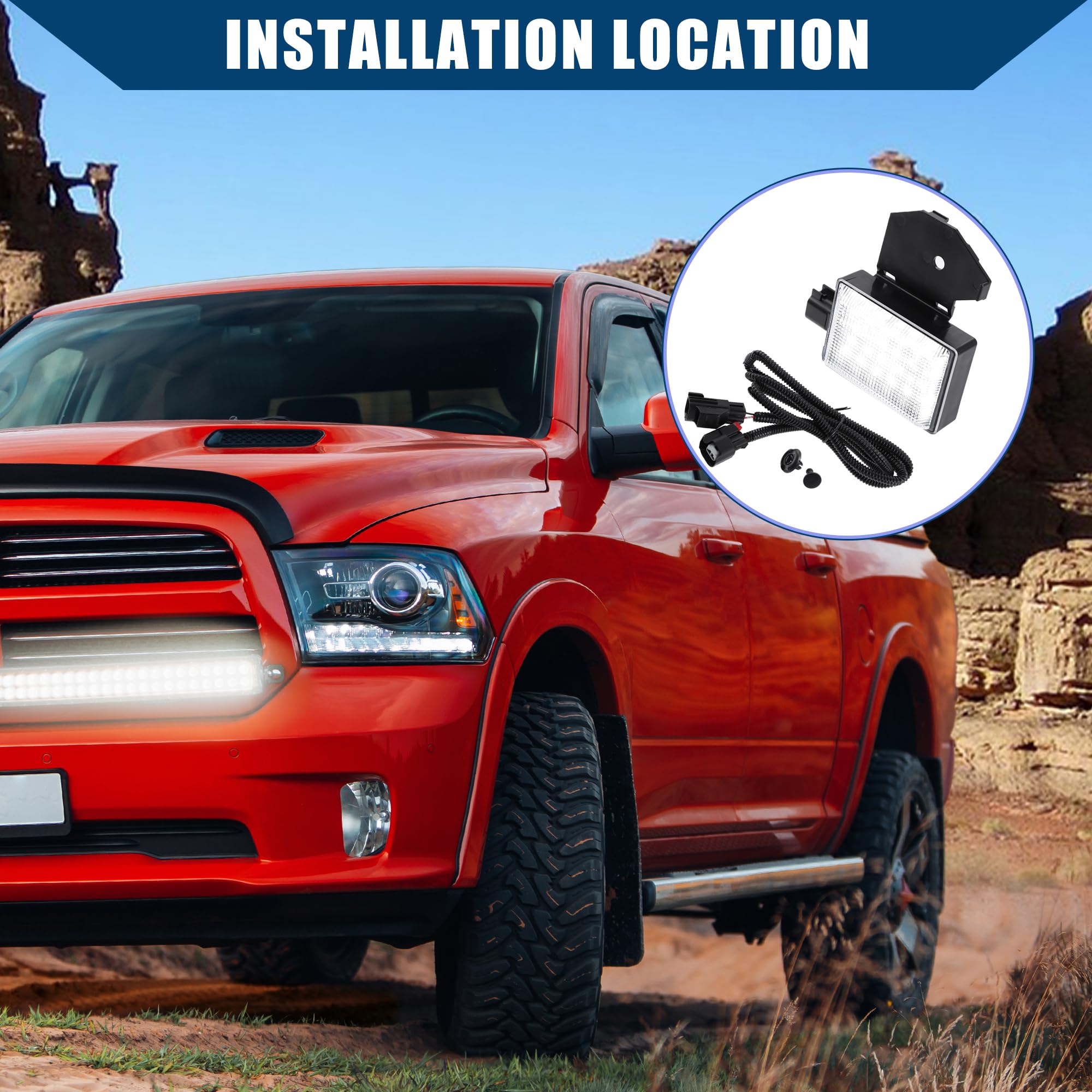 Hihaha NO. 68395126AA/56021441AC Car LED Under Hood Light Lamp Harness Assembly for Dodge for Ram 1500 2500 3500 4500 5500 Pickup Charger for Chrysler for Jeep/Durable 2 Pin / 1 Set