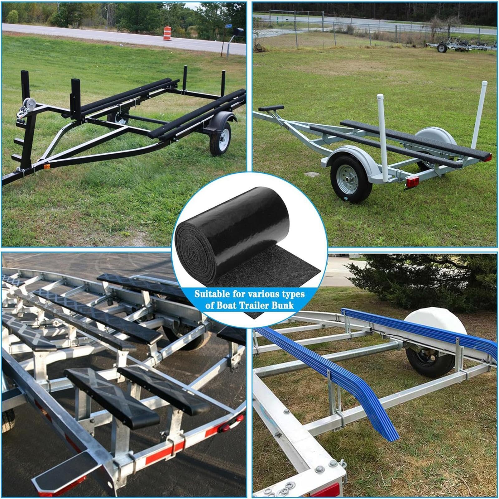 Bootsanhänger-Teppich, Bootsteppich für Kojen, Filz-Schutzteppich für Anhängerkoje, Boot mit doppelten Schichten, Bootstransport-Lade- und Entladeschutzpolsterung für Motorboot, Rampen,