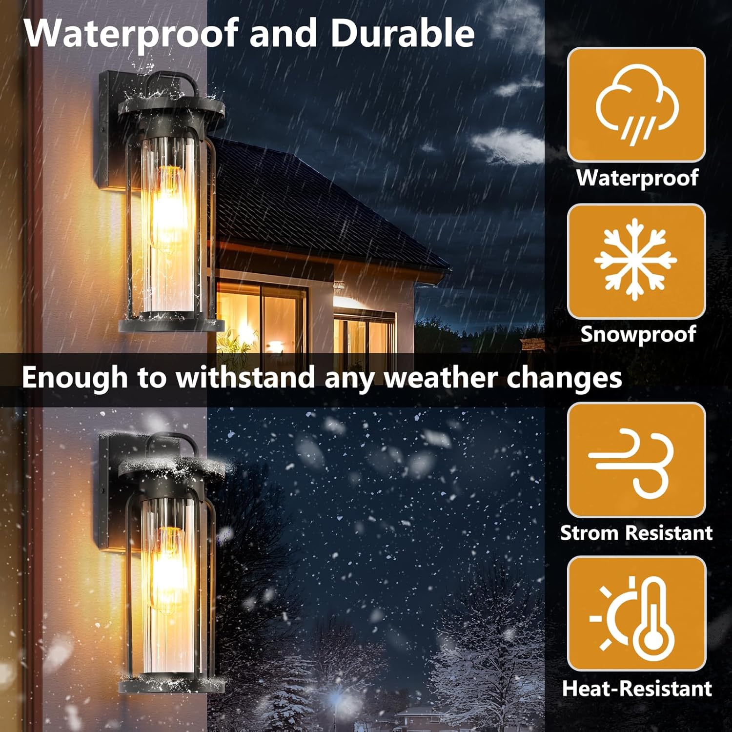 2 Pack Outdoor Wall Light Fixtures, 14 Inch Large Exterior Coach Lights, Black Wall Sconce Lamp, Exterior Waterproof Lantern, Anti Rust Outdoor Lights for House, Doorway, Garage, Patio