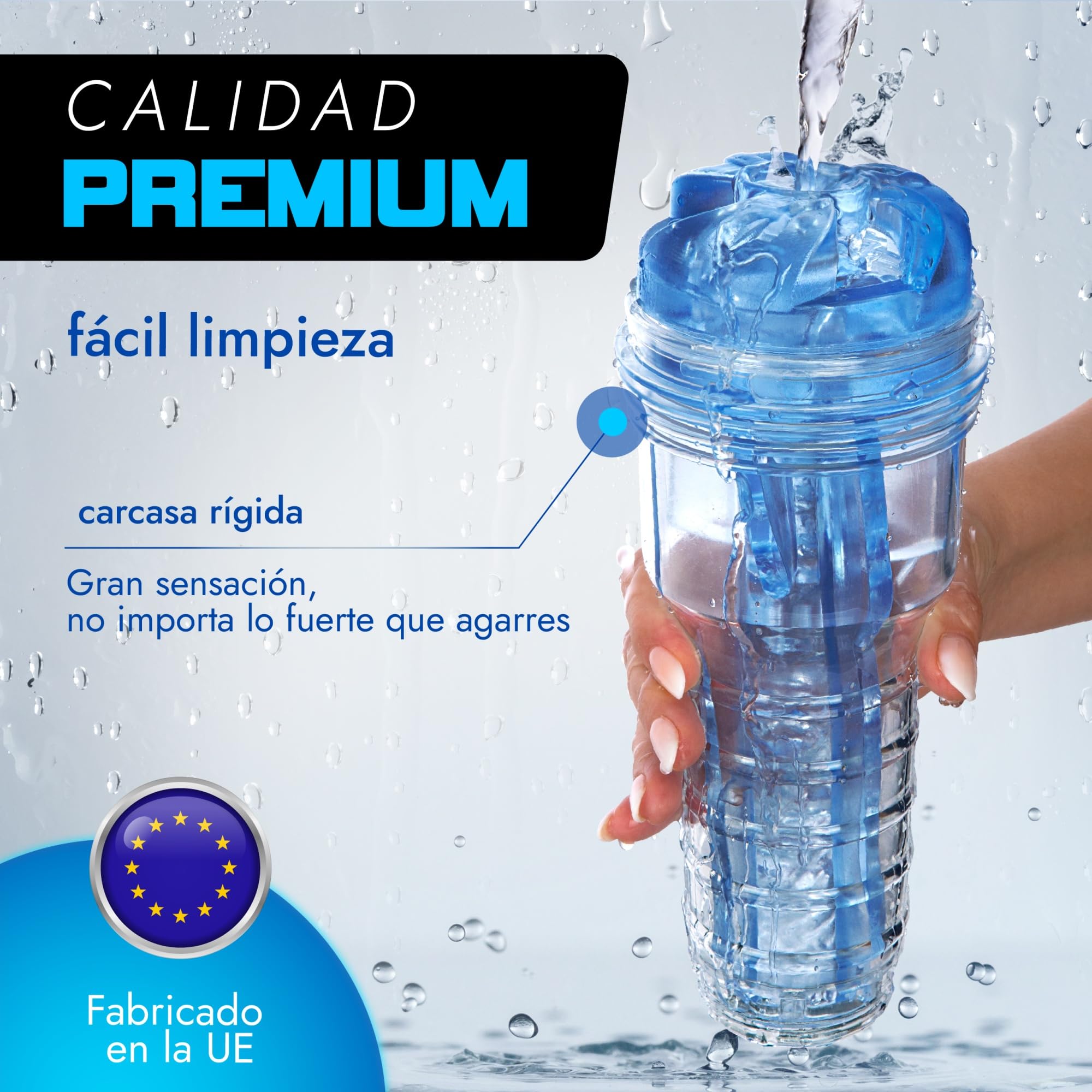 Fleshlight - Turbo Thrust Blue Ice - Masturbador Oral Masculino - Experiencia Real - Textura Thrust – Tres Niveles de Inserción – Orificio No Anatómico - Fácil de Limpiar
