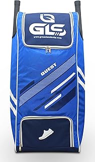 GLS Quest Pro with Wheel Cricket Kit Bag with Two Bat Pocket Compartment and Shoe Pocket (Blue, Kit Bag) Price In India