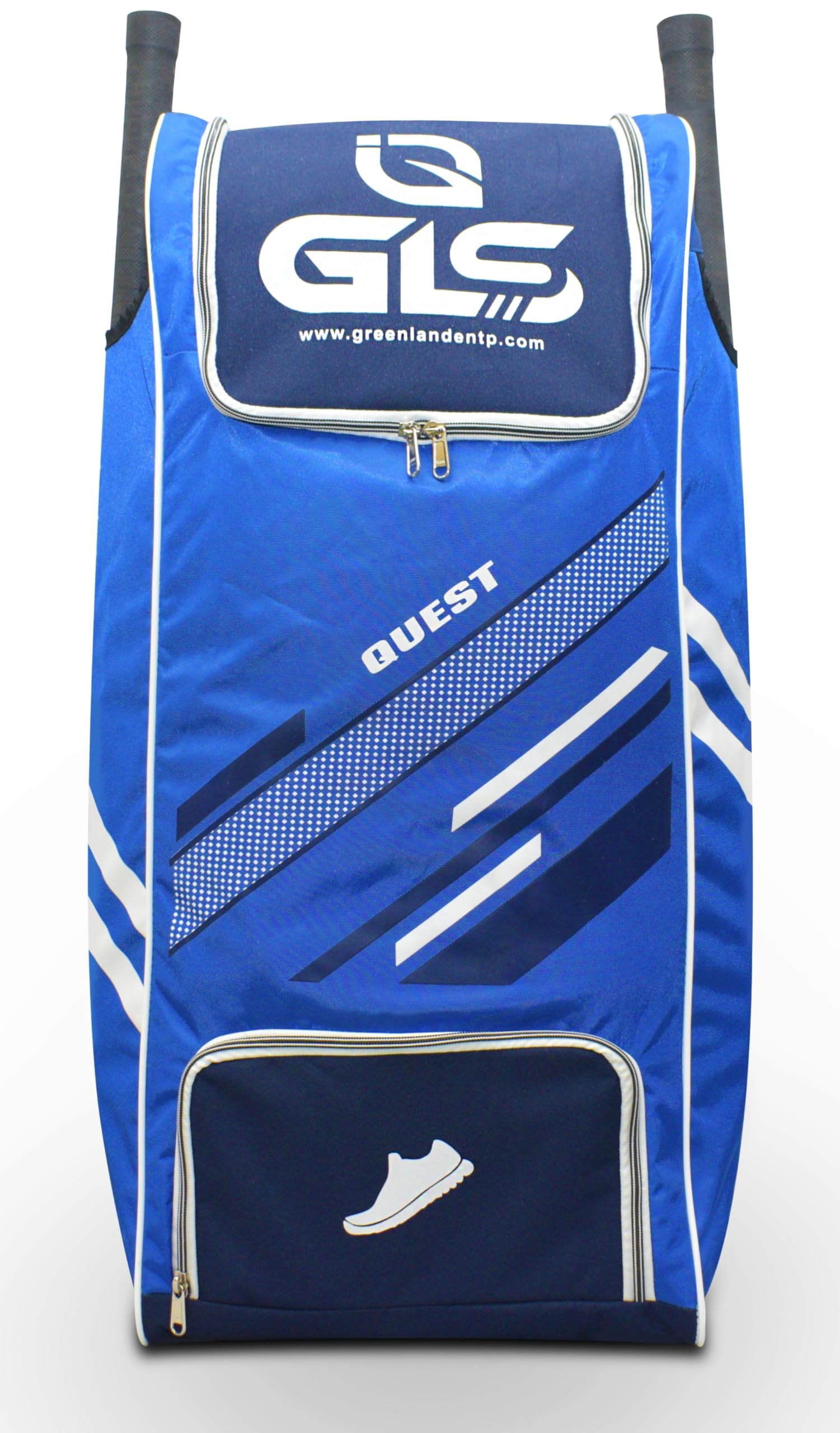 GLS Quest Pro with Wheel Cricket Kit Bag with Two Bat Pocket Compartment and Shoe Pocket (Blue, Kit Bag)-image-11