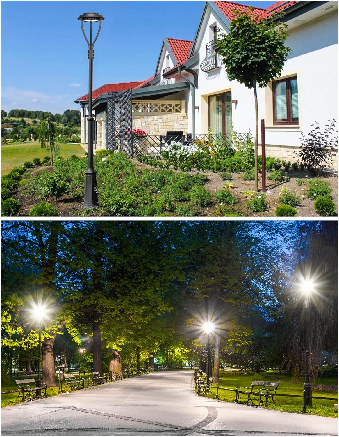 KUKUPPO 150W LED Post Top Light ETL&DLC Listed 21000Lm Adjustable 3000K/4000K/5000K, Adjustable Wattage 150W/120W/90W Outdoor Pole Light Fixture with Photocell IP65 Waterproof 100-277V