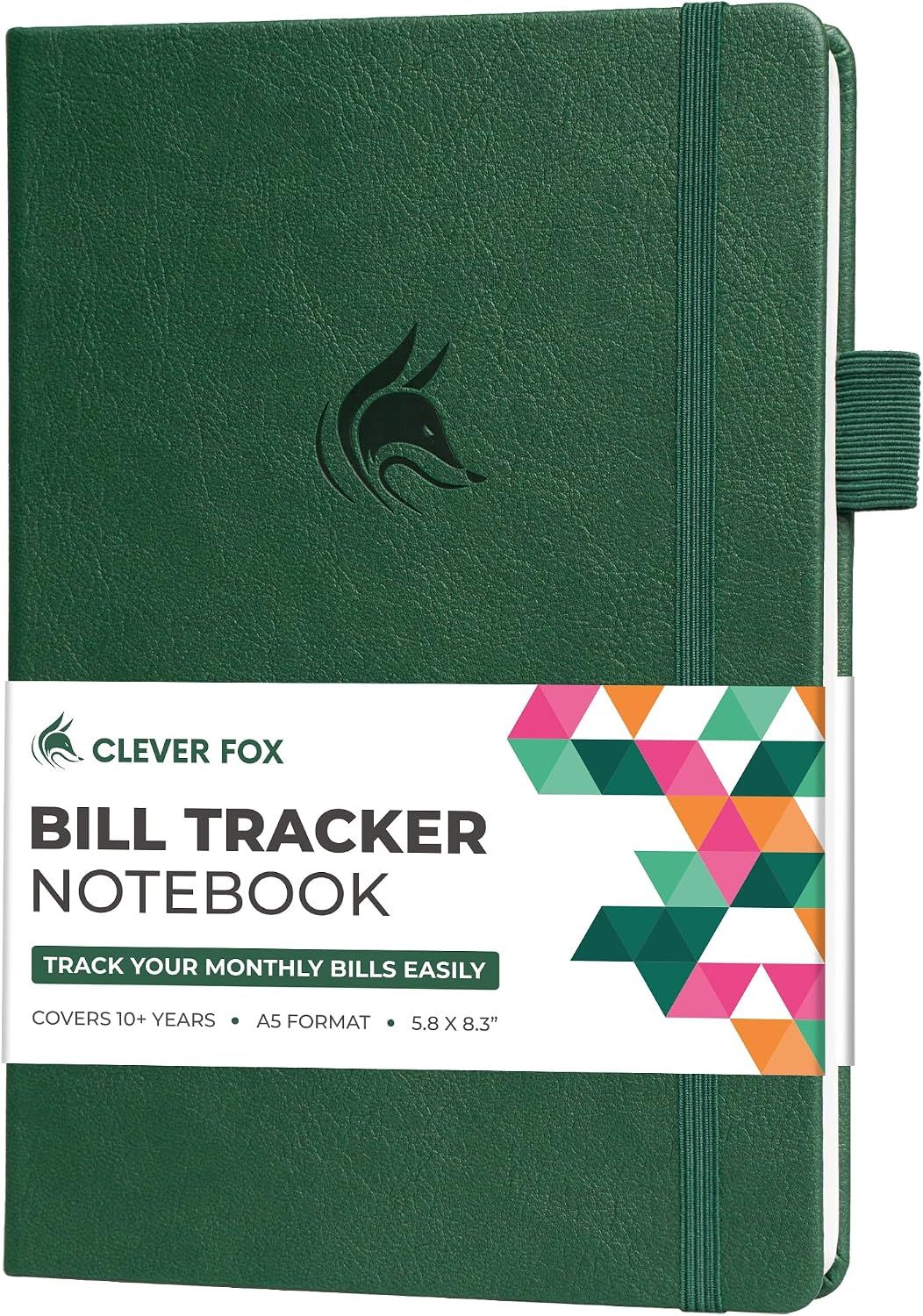 Clever Fox Monthly Bill Tracker Notebook, Budget Planner Book, Dark Green