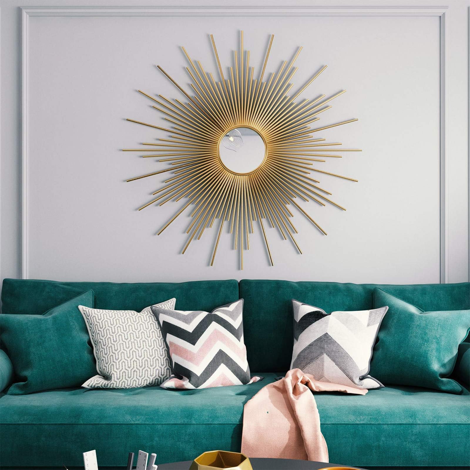 Miroir décoratif Soleil Or, 60 cm / 70 cm / 80 cm de Grand Miroir Mural décoratif Rond, Miroir Mural décoration Murale décoration décoration de Soleil,60cm
