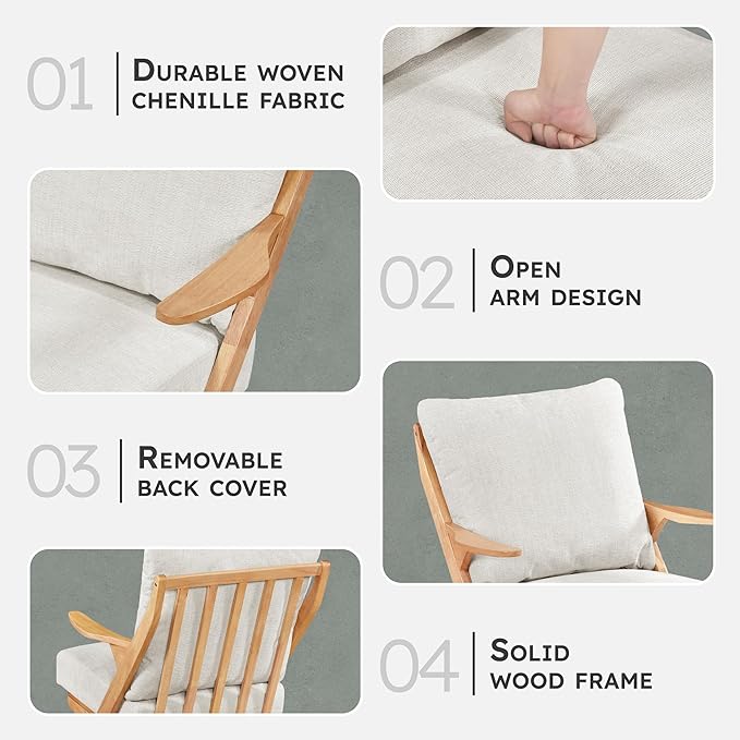Sillón Acento Mid Century Beige miniatura 3