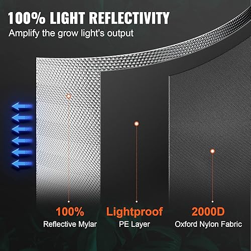 Miniatura 5 de VEVOR Tienda de cultivo hidropónica de 2 x 4, 48 x 24 x 72 pulgadas, tienda de cultivo hidropónico de Mylar 2000D con ventana de observación, bolsa