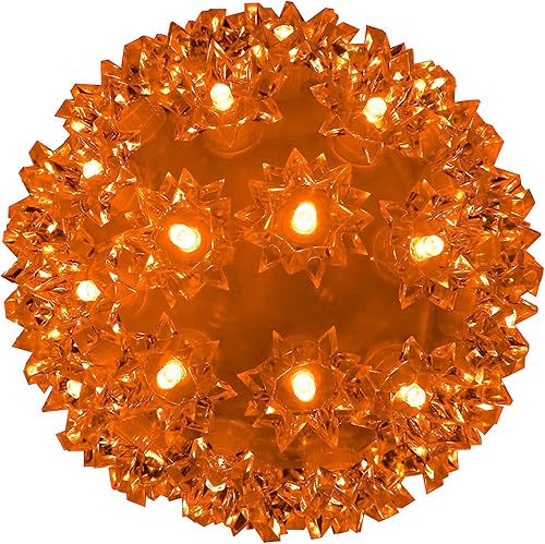 Miniatura 19 de Esfera iluminada de Navidad de 5.5 pulgadas para colgar al aire libre, esfera de 50 LED, esfera de luz de estrella roja para árbol, porche, cenador