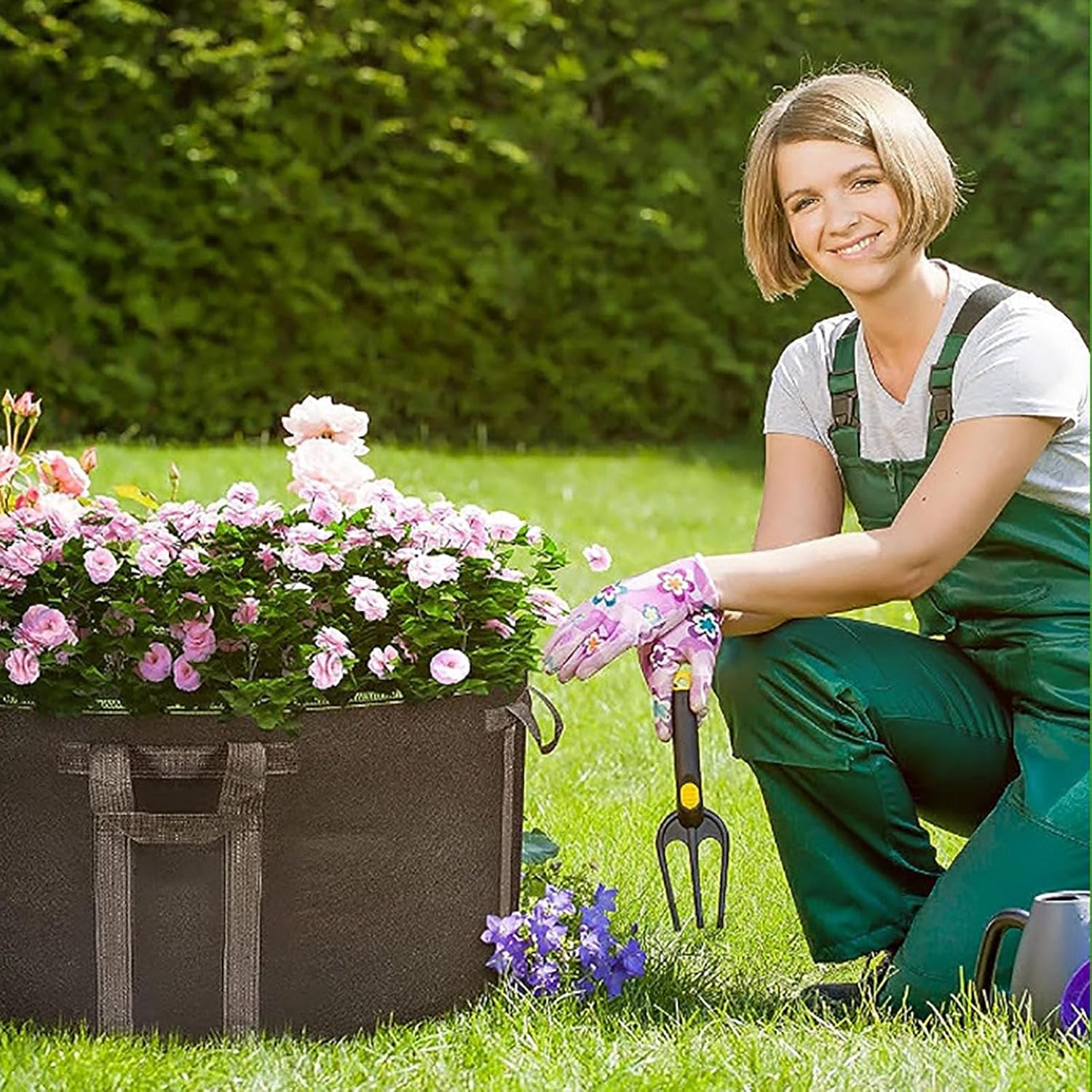 2 Pack Vegetable Grow Pots, 50 Gallon Extra Large Raised Bed Bag Round Planter Garden Grow Bags, Felt Fabric Breathable Planting Container Grow Bag Planter Pot for Plants