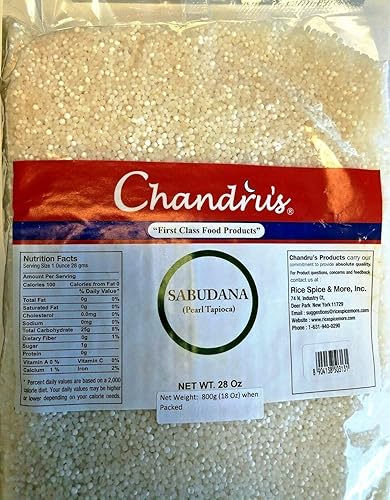Chandru's Sabudana (Pearl Tapioca, Sago, Cassava) -28 oz (800 g) Vendedor de EE.UU.