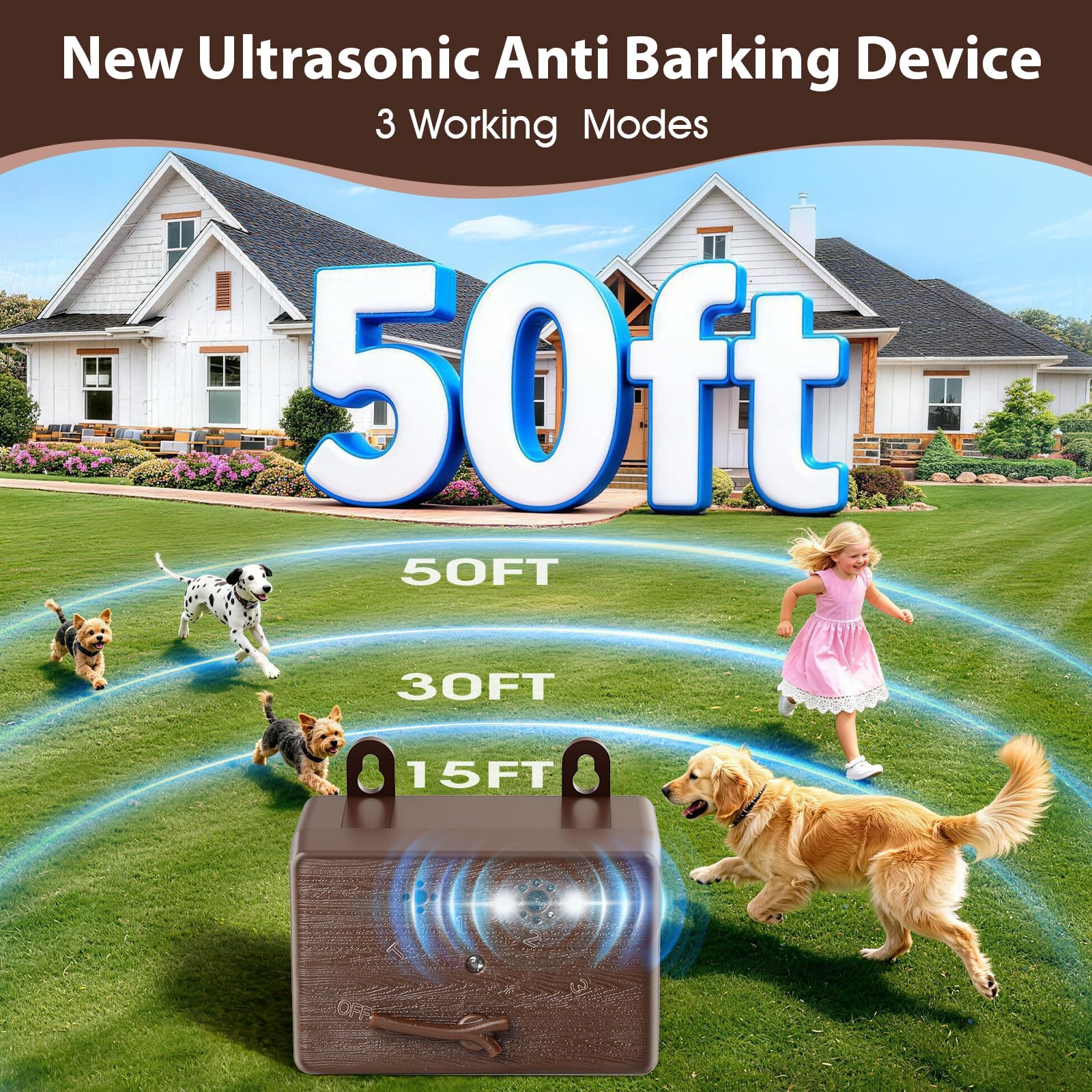 Disuasión de ladridos de perro, dispositivo ultrasónico anti ladridos para perros, dispositivo de control de ladridos alimentado por pilas para uso en interiores y exteriores, herramienta de