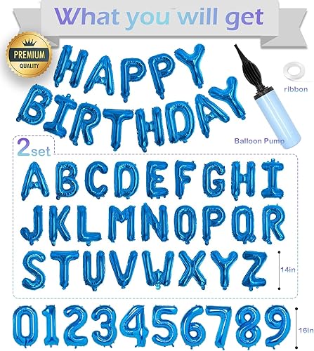 Vista 33 de 76pcs Happy Birthday Balloon Banner, Rose Gold Balloons Letters, Personalized 16" Mylar Foil Birthday Decorations include 2 Sets A- Z, 1 set Number