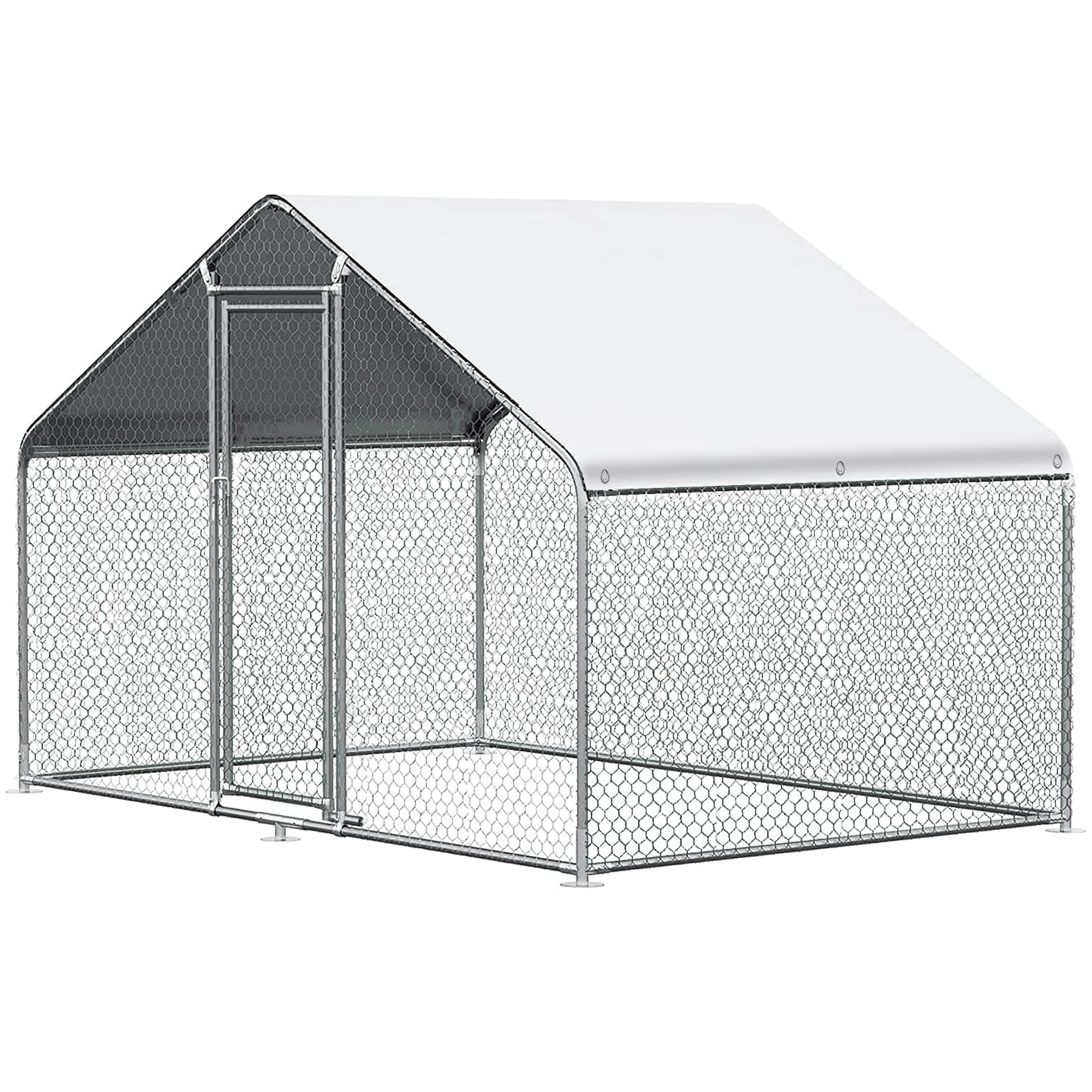 TMEE Chicken Coop Large Metal Chicken Runs Walk-in Chicken House 6/10 Chicken Pen Kennel Poultry Cage with Waterproof Cover for Goose Rabbits Duck Outdoor Yard Farm Garden,6.5' L×9.8'W×6.5'H