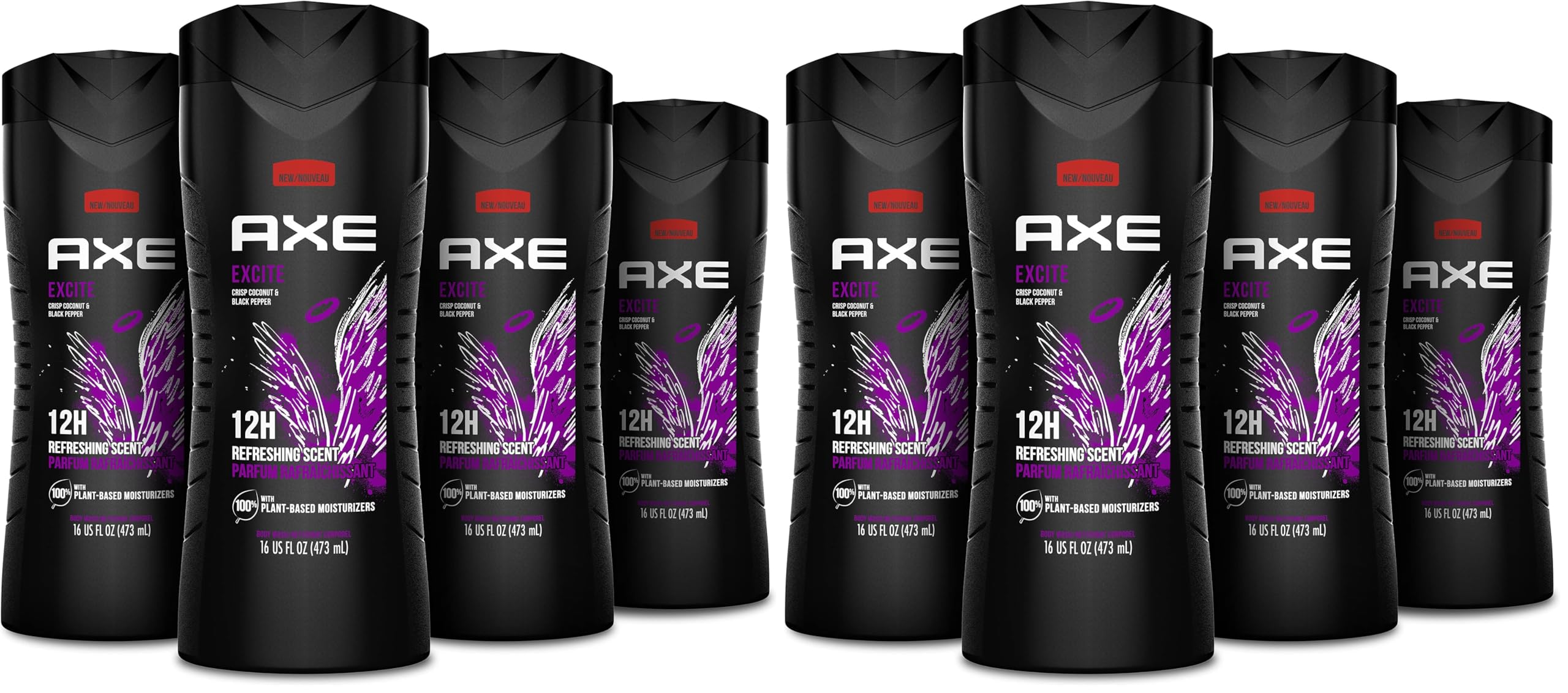 AXE Excite Men's Body Wash, Crisp Coconut & Black Pepper, 16 oz