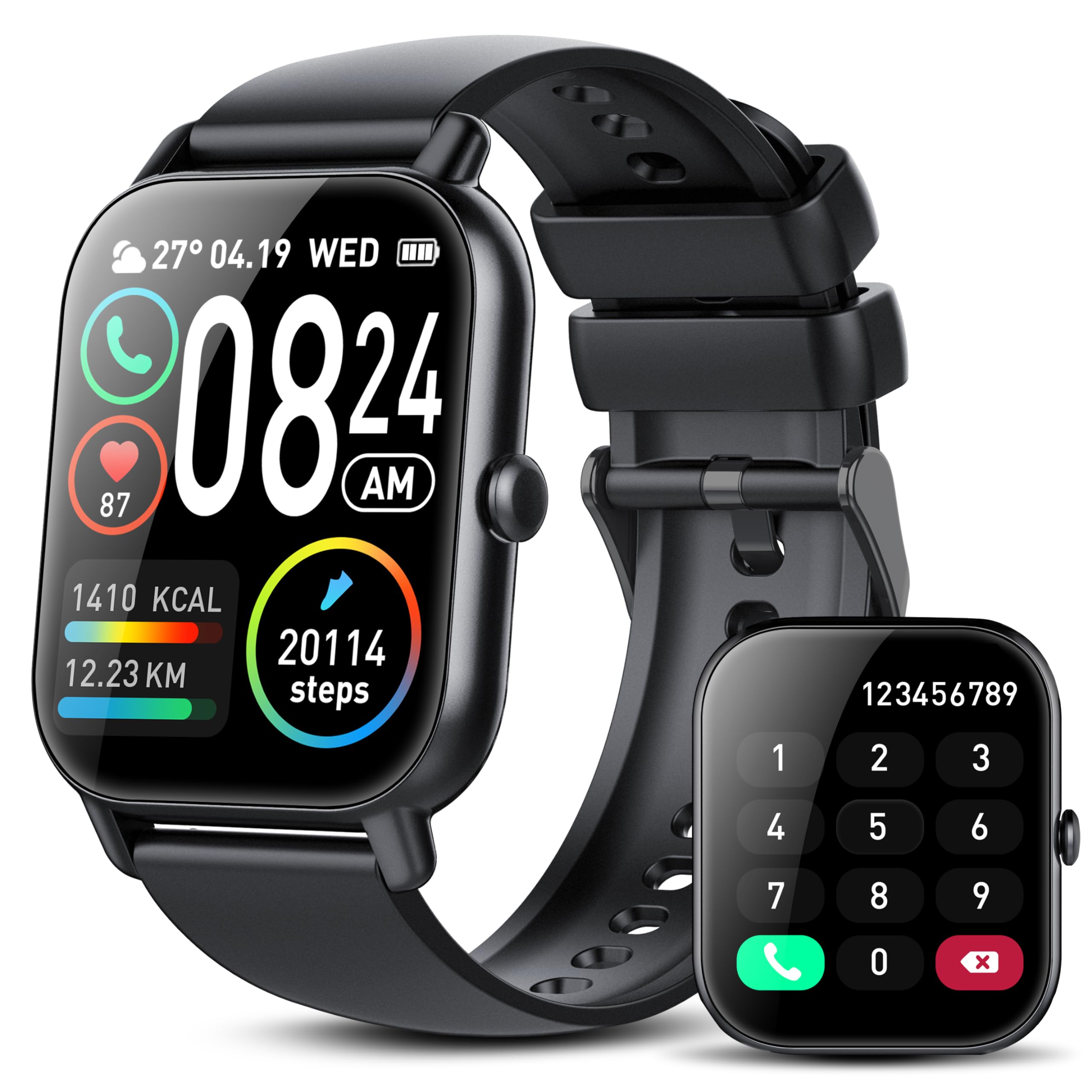 Smartwatch Uomo donna (Rispondere/Fare Chiamate), 1,85" Orologio Smartwatch Uomo Donna, 112 sportivo, IP68 Impermeabile Sportivo Watch con Frequenza Cardiaca/sonno, Fitness Watch per Android e iOS