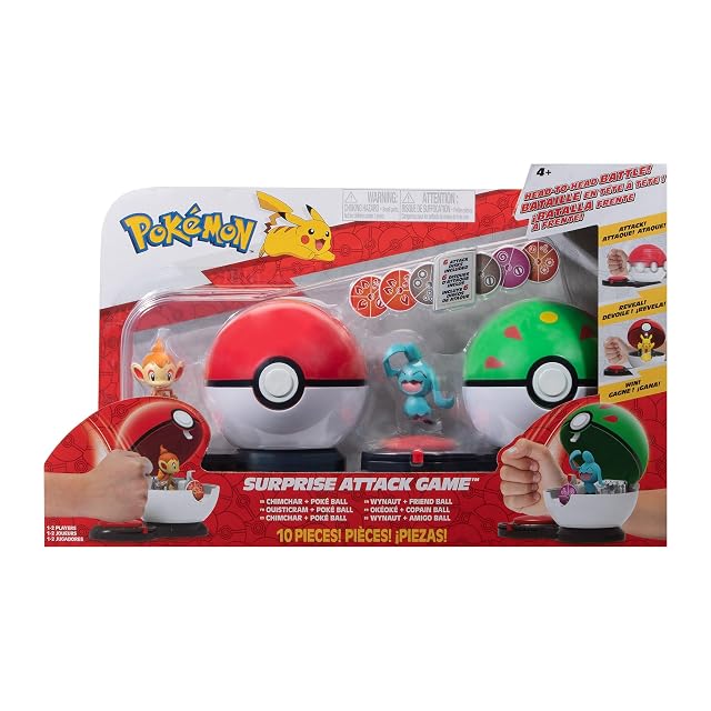 Foto 2 de 6 de Pokémon Juego de Ataque Sorpresa-Chimchar con Poké Ball vs Wynaut con Bola de Amigo