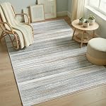 Tapis moderne abstrait premium - Tapis antidérapant résistant aux taches pour salon, chambre, salle à manger, bureau - Gris 5x7