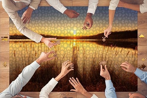 Miniatura 2 de Rompecabezas de madera de 1000 piezas Sundown at The Water Reeds and Pictures rompecabezas para niños o adultos juguetes educativos juego de