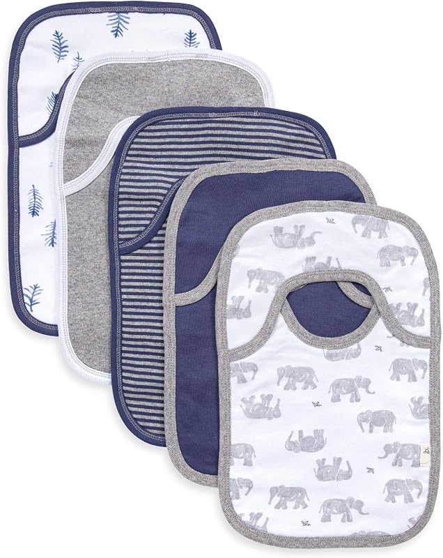 Burt's Bees Baby Baberos unisex para bebé, paños para babear, 100% algodón orgánico con baberos absorbentes de toalla de rizo | Un recién nacido imprescindible para el registro de bebés con un paño para eructar en el regazo y el hombro para los bebés en dentición.