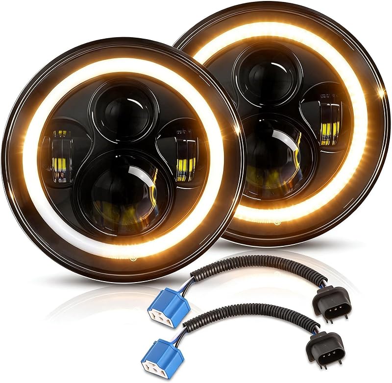 Farol dianteiro LED redondo 7 polegadas ComfyElect 60 W com halo – Par