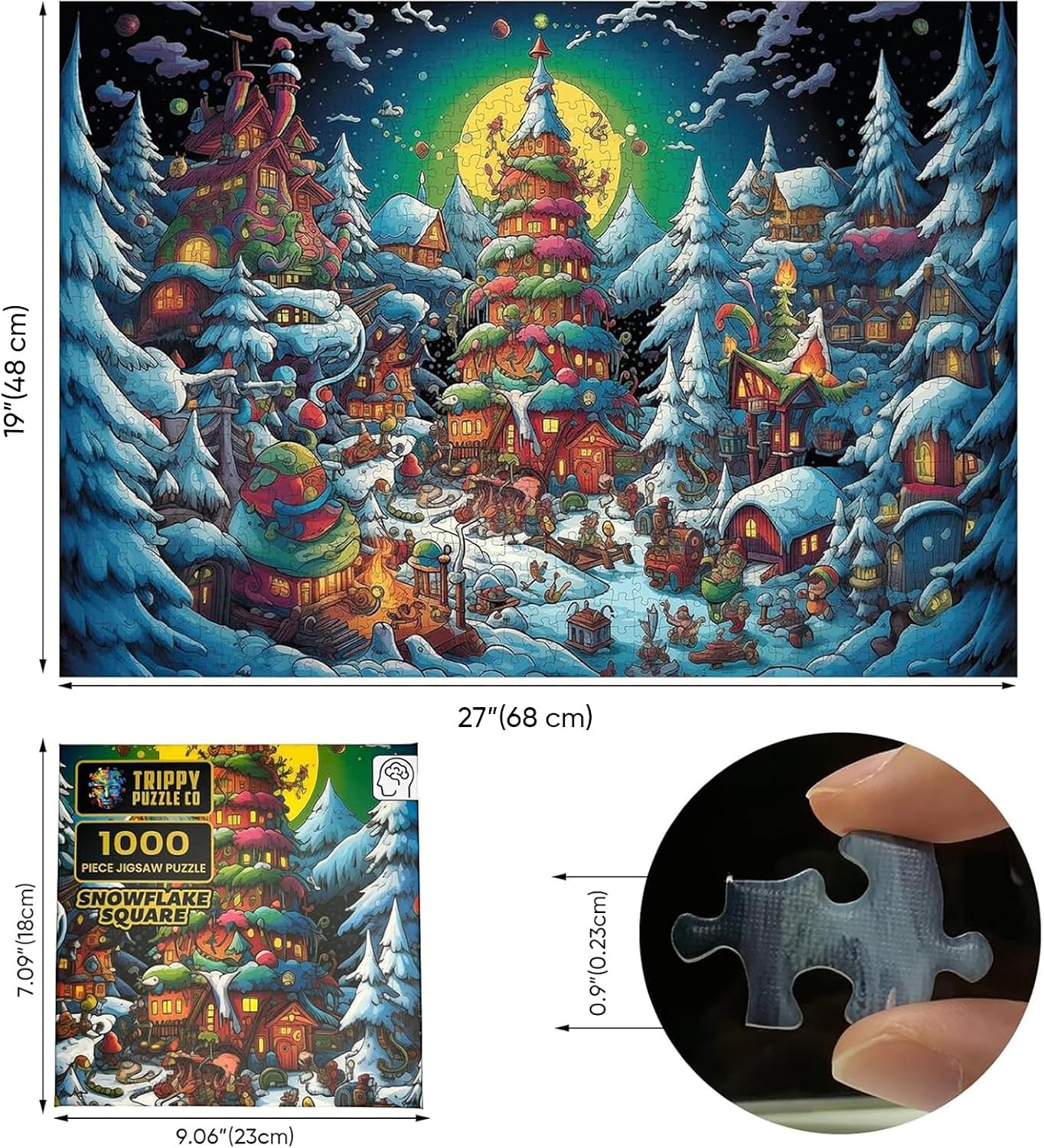 Christmas Puzzles - 1000 Piece Jigsaw Puzzle for Adults - Impossible Hard Difficult Challenging Puzzles for Adults - Christmas Collection (Snowflake Square)