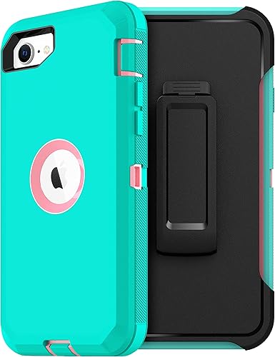 Miniatura 25 de MXX Funda Protectora de Servicio Pesado para iPhone SE 2020/22 con Protector de Pantalla, 3 Capas, Goma Resistente, Clip Giratorio de Cinturón de