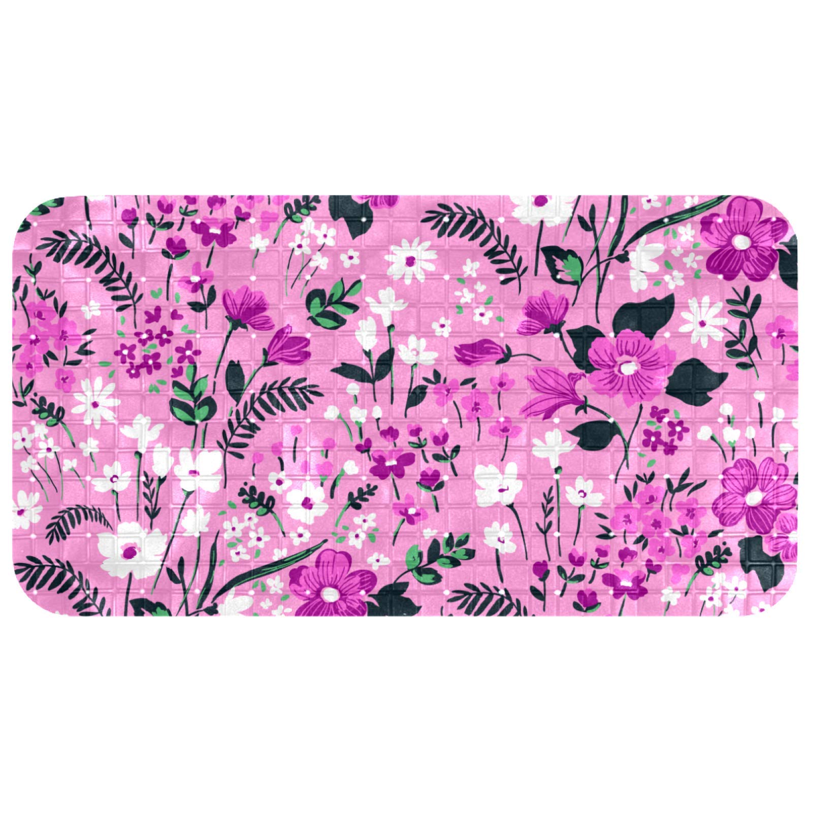 Tapis de bain pour bébé antidérapant à ventouses motif fleurs 68cm
