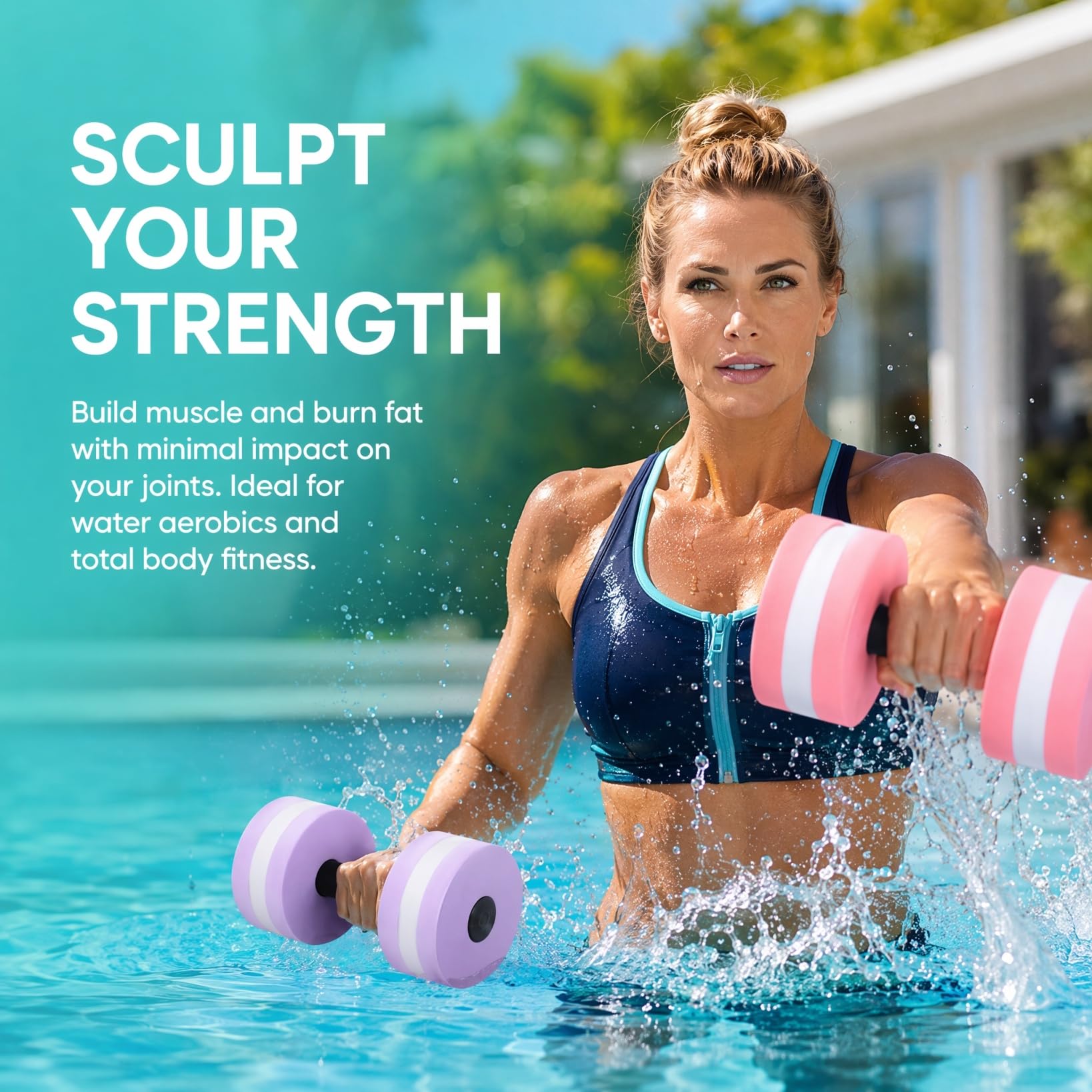 SEWACC Lot de 2 haltères d'exercice aquatiques en mousse EVA haute densité pour l'eau, l'aérobic (couleur aléatoire)