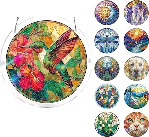 Acrylic Jigsaw Puzzle Suncatcher–7.9in Acrylic Suncatcher Puzzle, 86-piece Puzzle,DIY Suncatcher Kits for Adults,Home Garden Decor Gift for Mom, Friends（Colour 1）