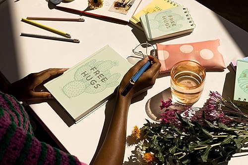 Miniatura 6 de DesignWorks Ink Cuaderno divertido de tapa dura suave al tacto con páginas rayadas, diario vintage de plantas de cactus verdes, abrazos, menta, 5.75