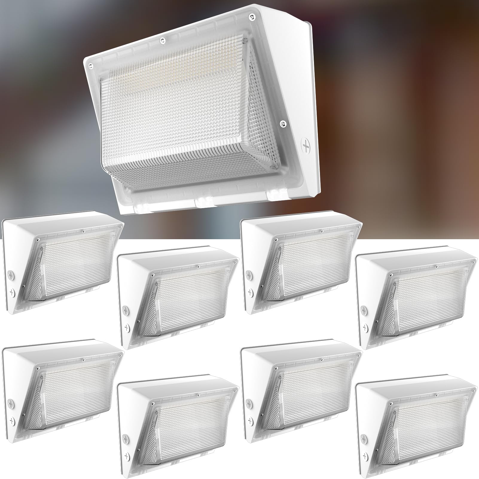 Lightdot 8Pack 200W LED Wall Pack Lights, 100-277v Dusk to Dawn Photocell, 30000Lm(150Lm/W) 5000K IP65 Wall Mount Outdoor Exterior Lighting,White ETL | 5-Year Warranty(Height:15~30ft)