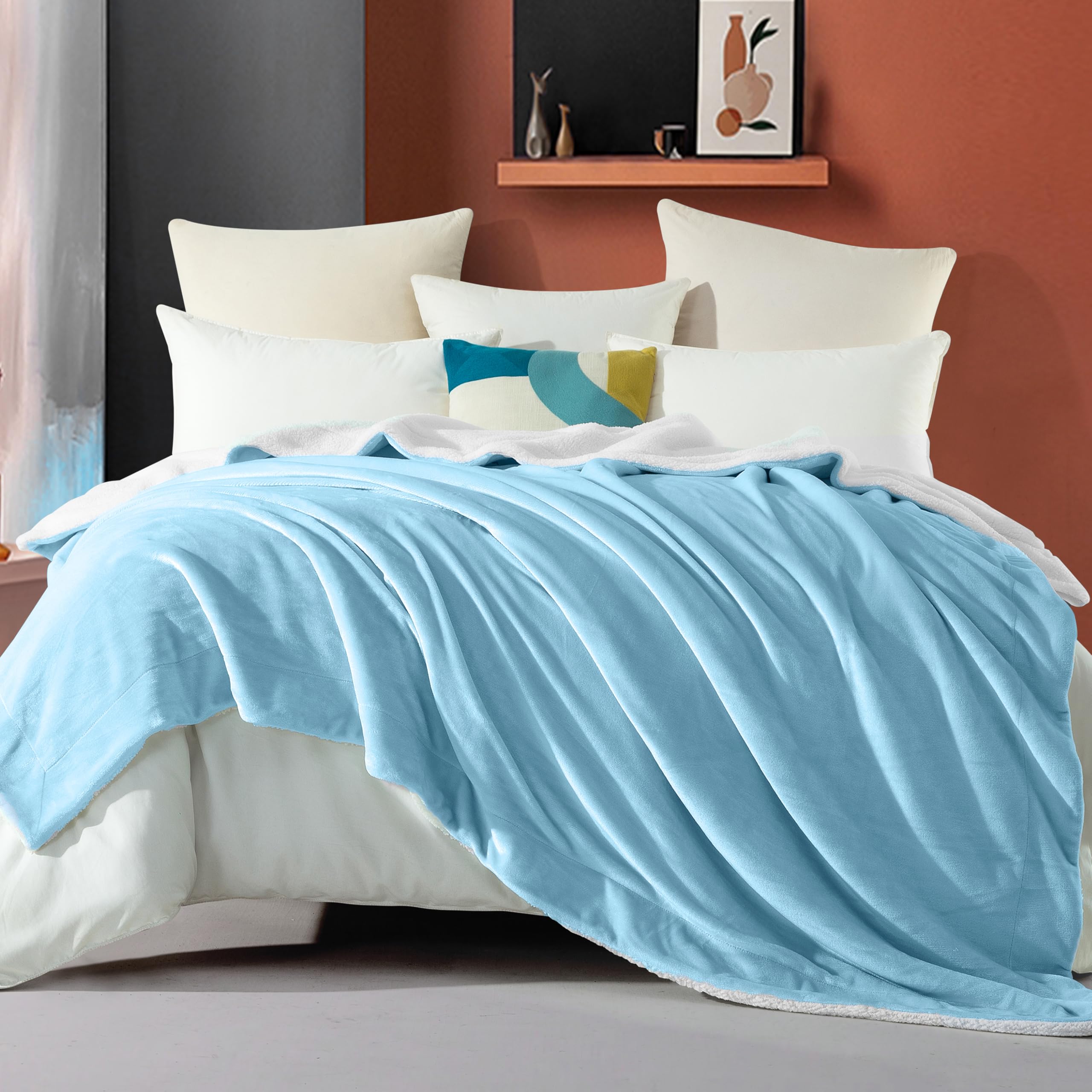 Couverture Réversible Sherpa Ultra Douce Elegant Comfort - Flanelle Chaude Pour Canapé Et Lit