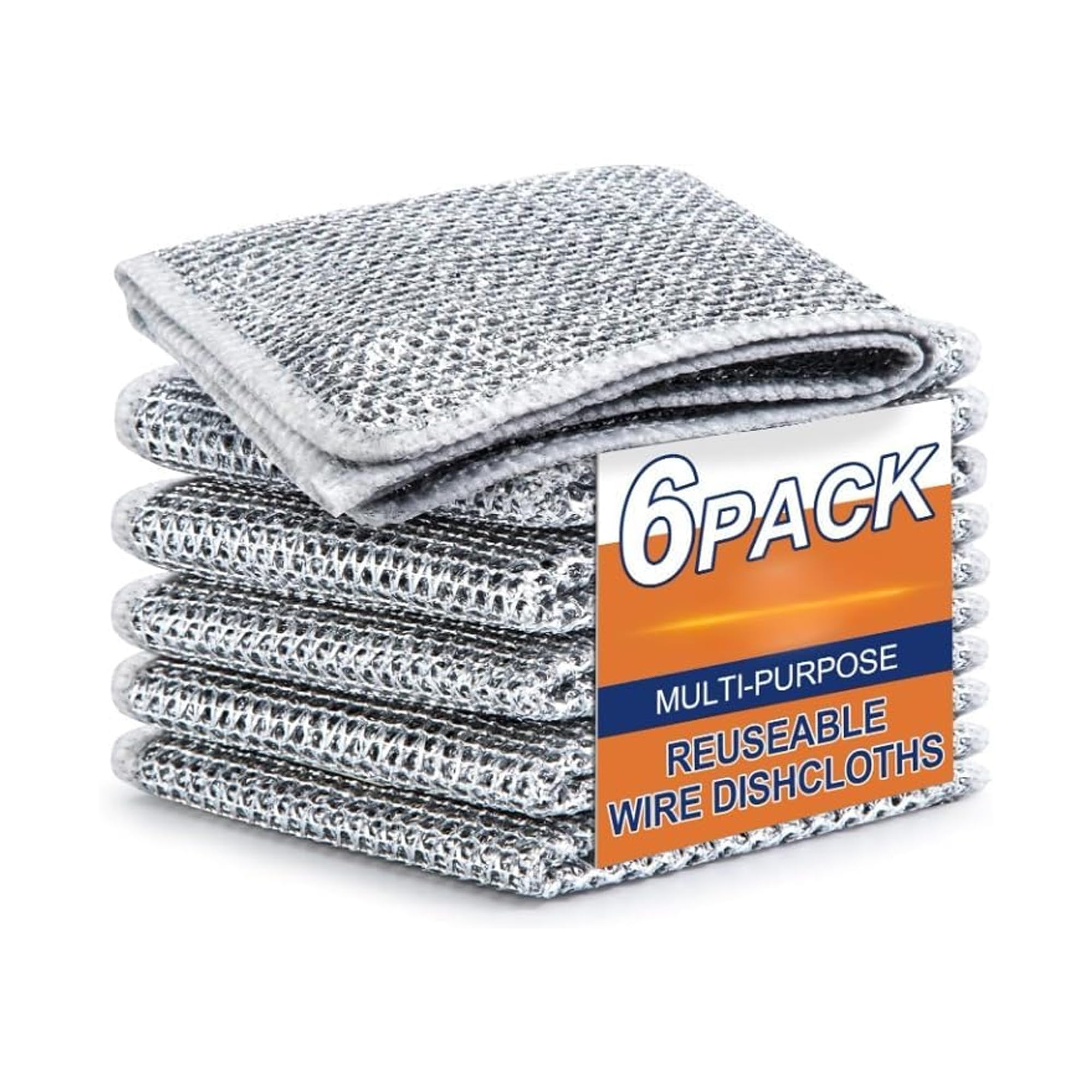 Sulfar Multipurpose Wire Dishwashing Rags for Wet and Dry Stainless Steel Scrubber Non-Scratch Wire Dishcloth for Washing Dishes Sinks Counters Easy Rinsing Machine Washable (Pack of 6) (B0DCGHZ7T6) Amazon Price History, Amazon Price Tracker