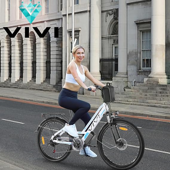 Vivi MT26GUL Electric Bike 26 Step Through Electric Bicycle with Removable 48V 374.4Wh Battery, 750W Peak Motor, 20Mph Top Speed, Up to 50 Miles, Cruise Control, 7 Speed, SGS Certified to UL2849