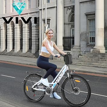 Vivi MT26GUL Electric Bike 26 Step Through Electric Bicycle with Removable 48V 374.4Wh Battery, 750W Peak Motor, 20Mph Top Speed, Up to 50 Miles, Cruise Control, 7 Speed, SGS Certified to UL2849