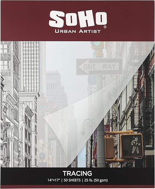 SoHo Urban Artist Vellum Tracing Paper Pad 14x17 - Translucent Vellum Paper for Drawing, Tracing, Different Media Types