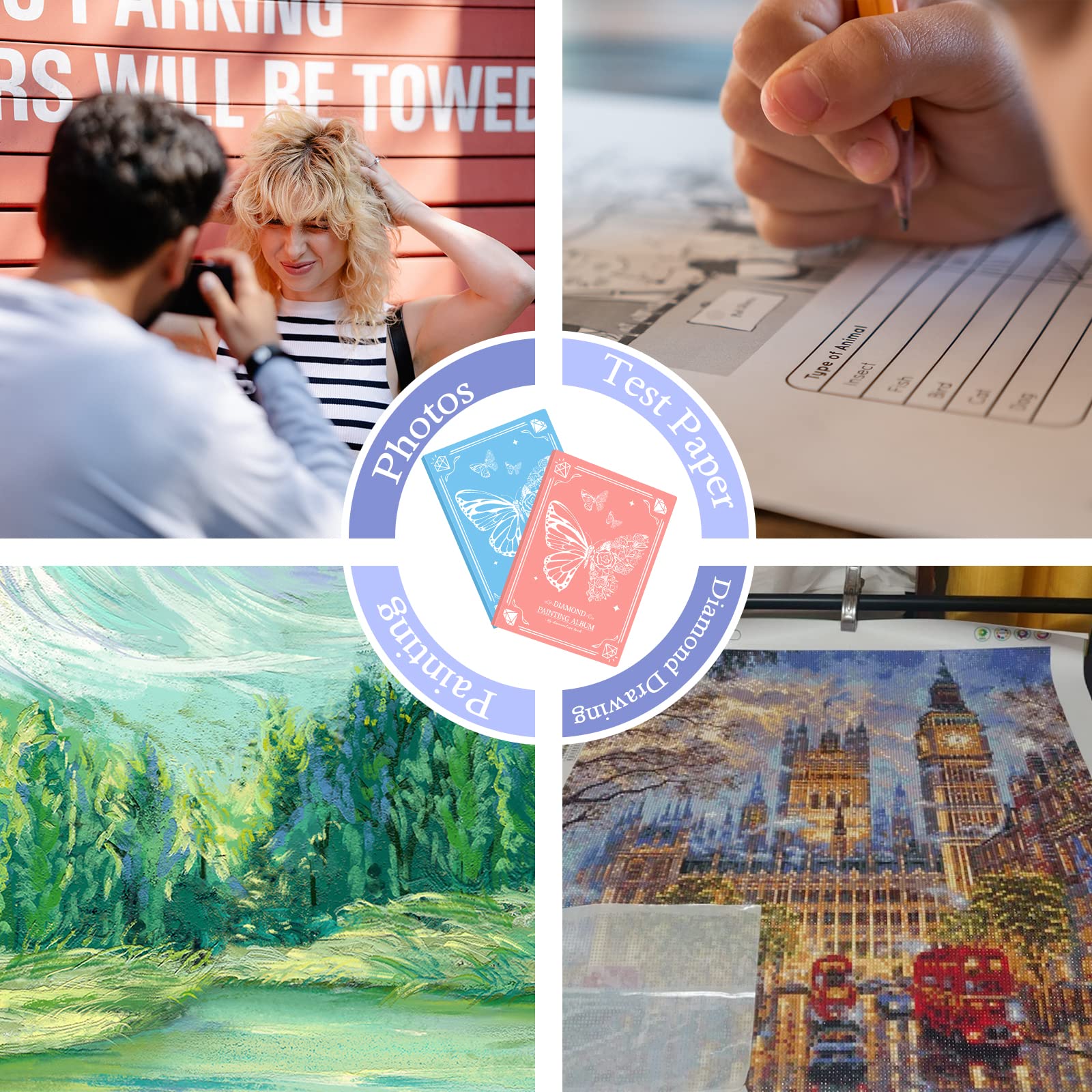 5D Diamond Painting Album,2 Pezzi A3 Pagine Diamond Painting Storage Book,Libro d'Arte di Pittura di Diamanti,Accessori per la Pittura a Diamante(30Page,contiene 60 fogli)