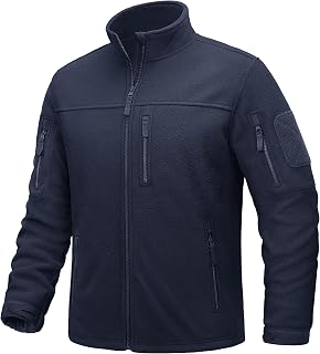 Men's Fleece Jacket Full Zip Winter Lightweight Tactical Jackets Outdoor Hiking Coats with Pockets