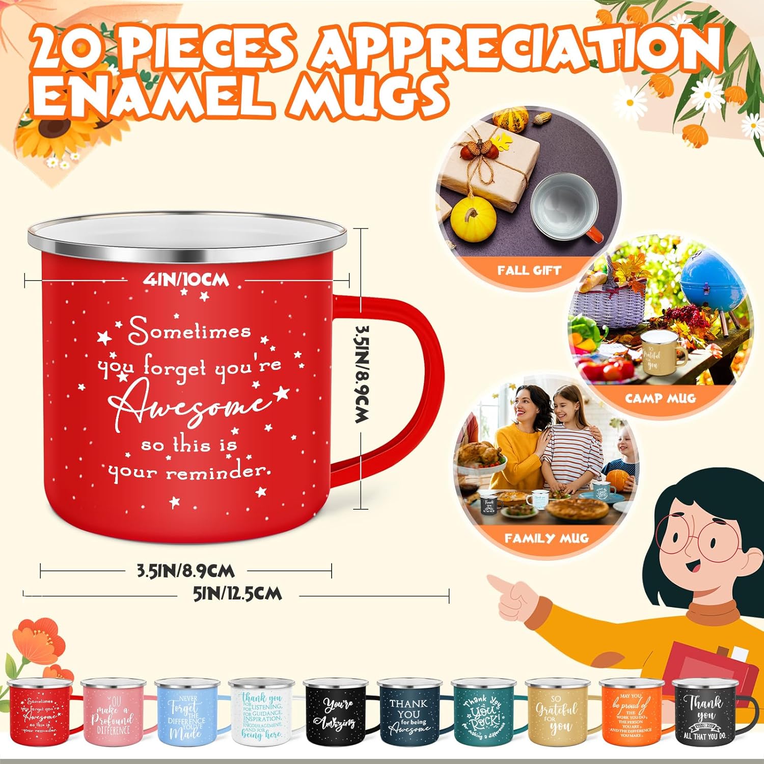 Wesiti 20 Pcs Thank You Gifts Mugs 12 oz Enamel Thank You Mug Coffee Mugs for Team Women Men Inspirational Employee Appreciation Mug for Staff Teacher Coworker Groups Office Valentines Gift(Boho) - Image 2