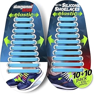Diagonal One No Tie Shoelaces for Kids and Adults - Elastic Silicone Laces Blue