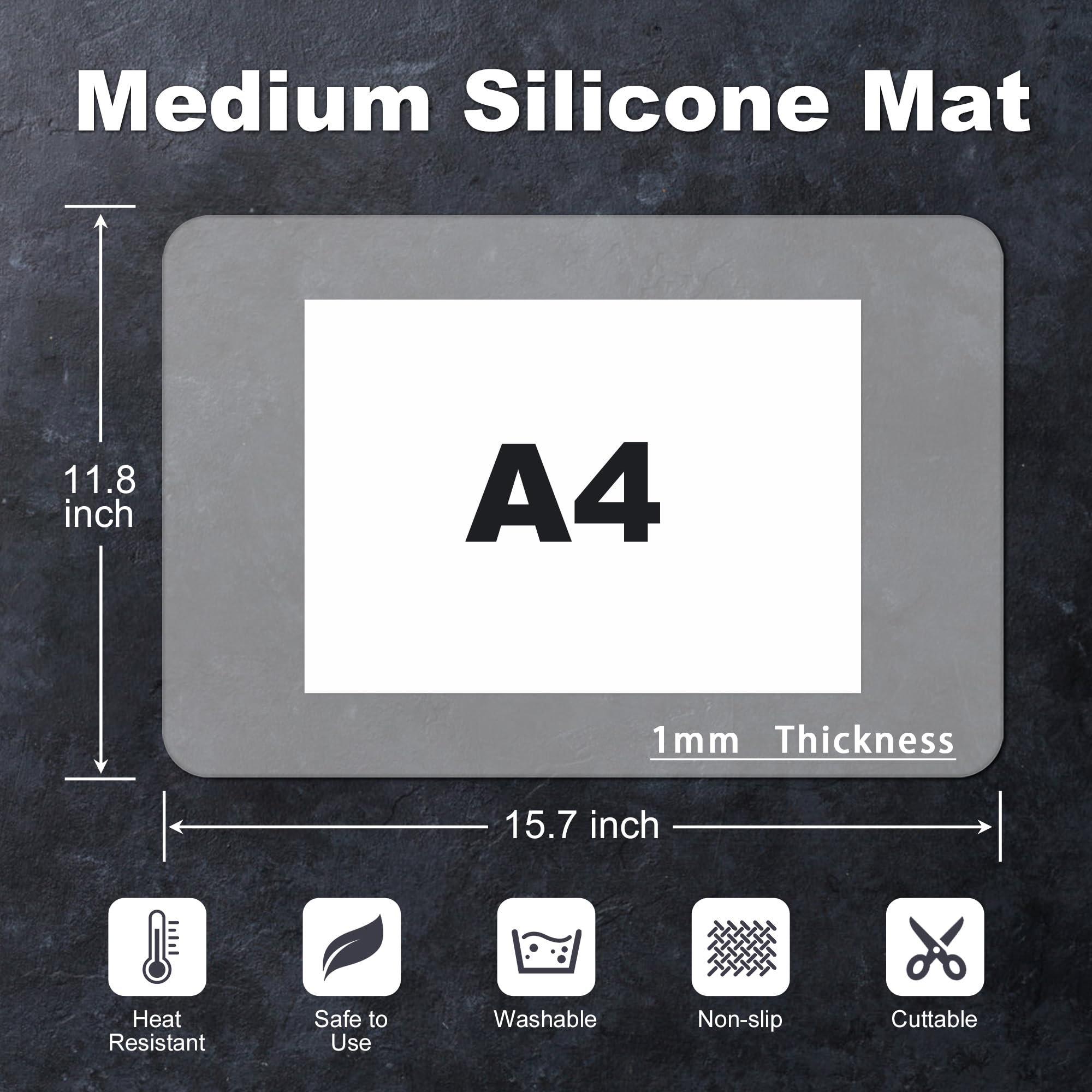 Silikonmatte für Küchentheke, hitzebeständig, BPA-frei, rutschfeste Oberfläche, zuschneidbarer Arbeitsplattenschutz für Luftfritteuse (durchscheinend, 40 x 29 cm, 4 Stück)