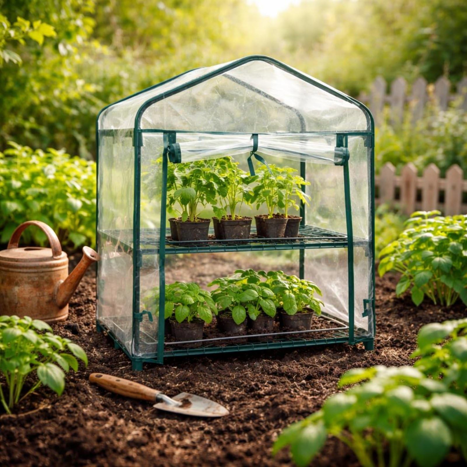 Housse Serre en PVC Transparent Tente Serre en PVC Résistant pour Les Intempéries Abri Plante Imperméable pour Jardin, Balcon , 4 Étages