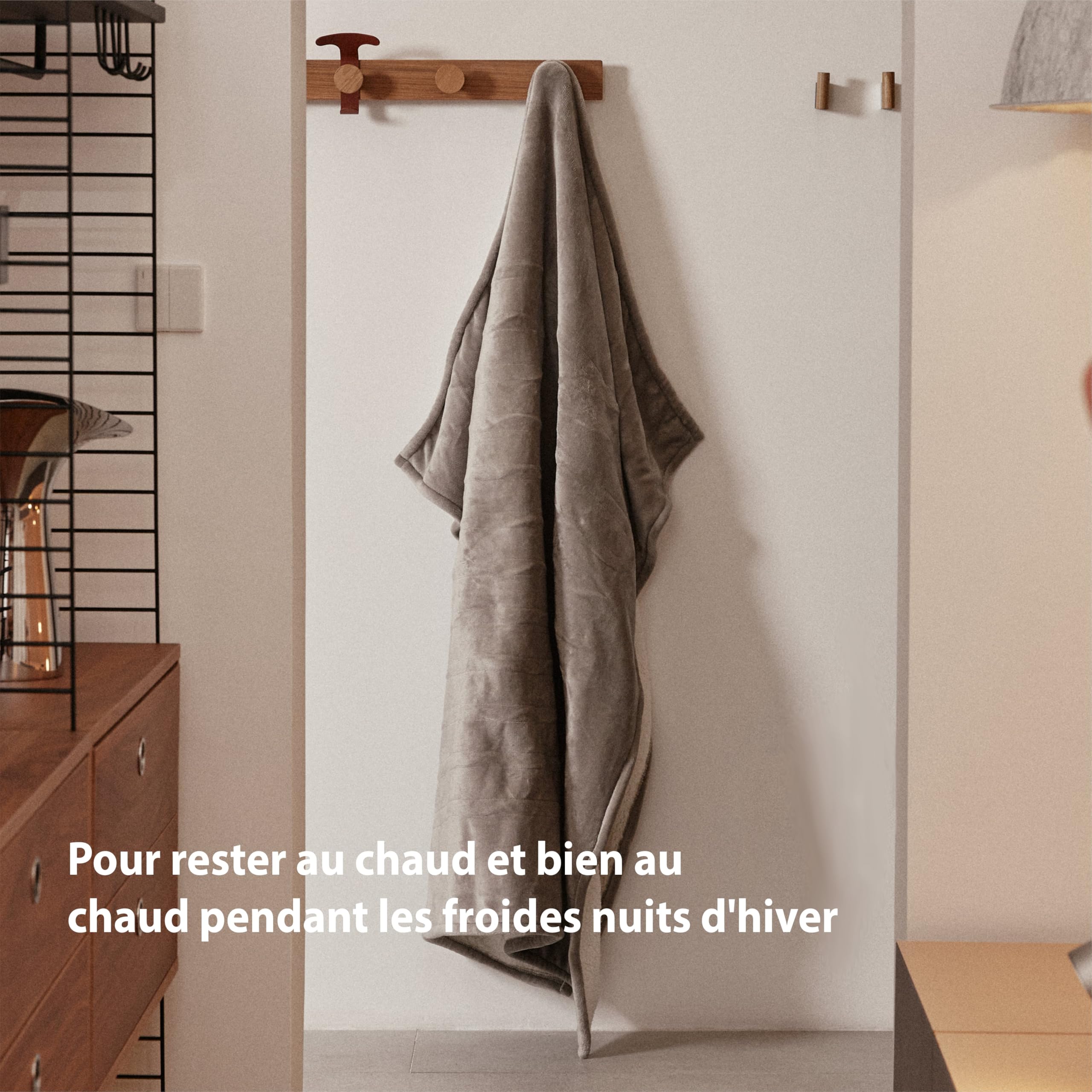 GOTCOZY Couverture Chauffante 130x180 cm - Couverture Électrique avec 10H Arrêt Automatique 9 Réglages de Température Protection Contre la Surchauffe Lavable en Machine(Gris)