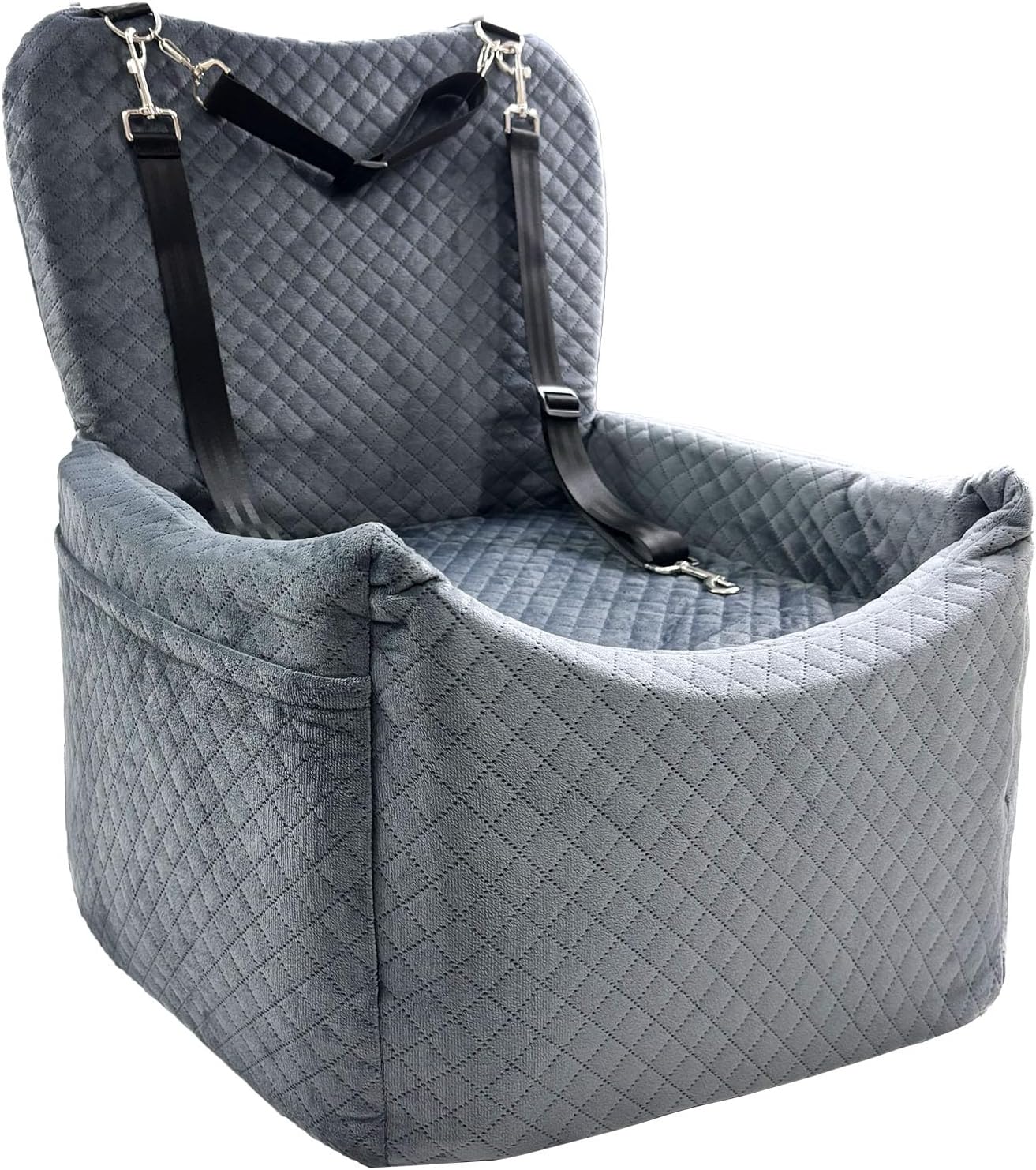 Small Medium Dog Car Seat Memory Foam Sponge Booster for Medium Dogs Under 35 lbs Ensure Comfort with Thick Cushion Detachable Washable Dog Bed Pet Car Seat with Storage Pockets for Toys Food