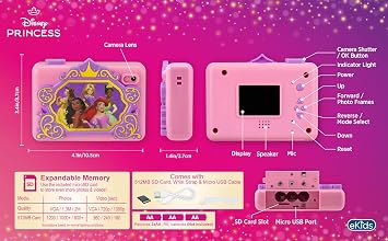 Disney Princess Kids Camera with SD Card, Digital Camera with Video