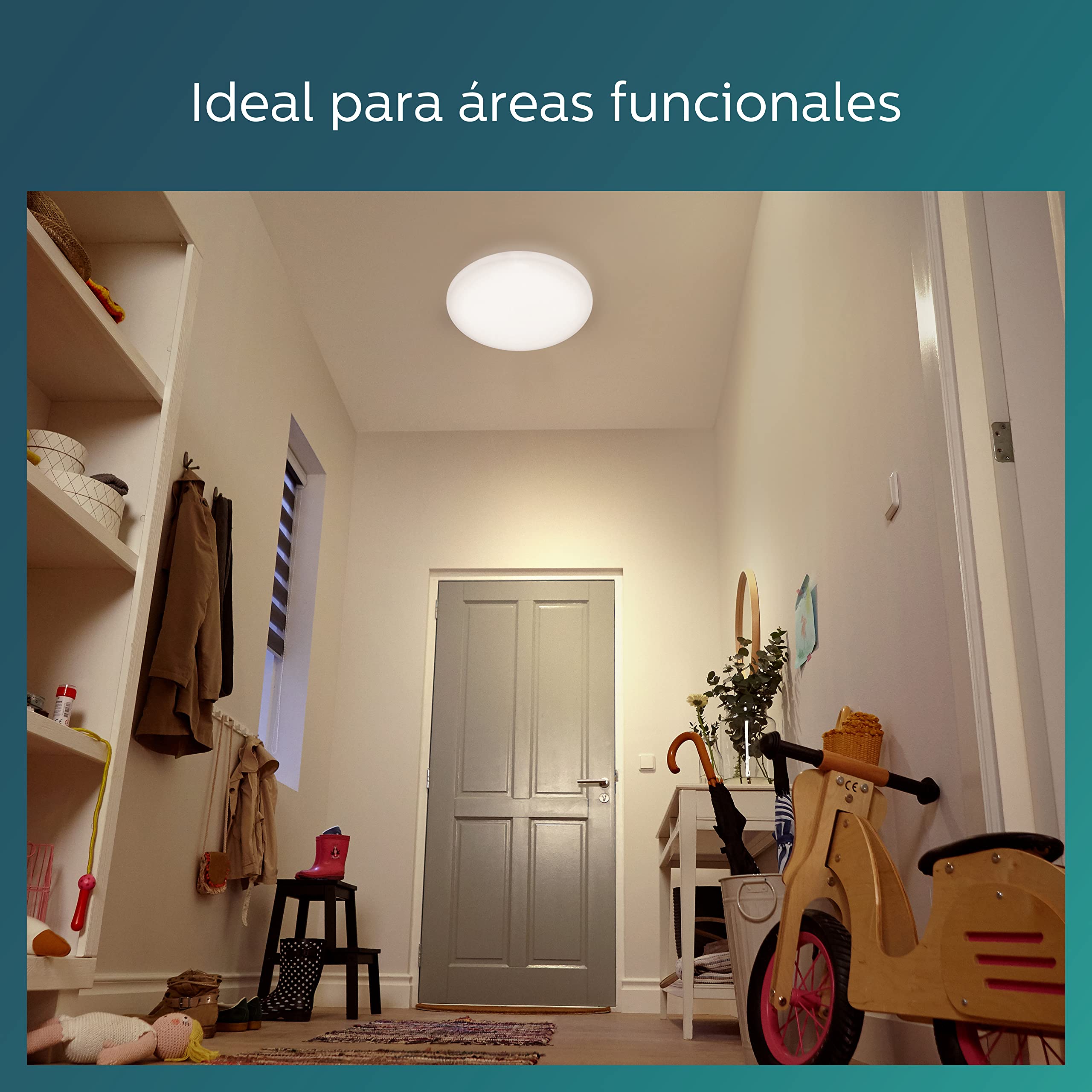 Philips - Plafón Philips Shan, lámpara LED de techo funcional, color blanco, luz blanca fría, 12W - 40K