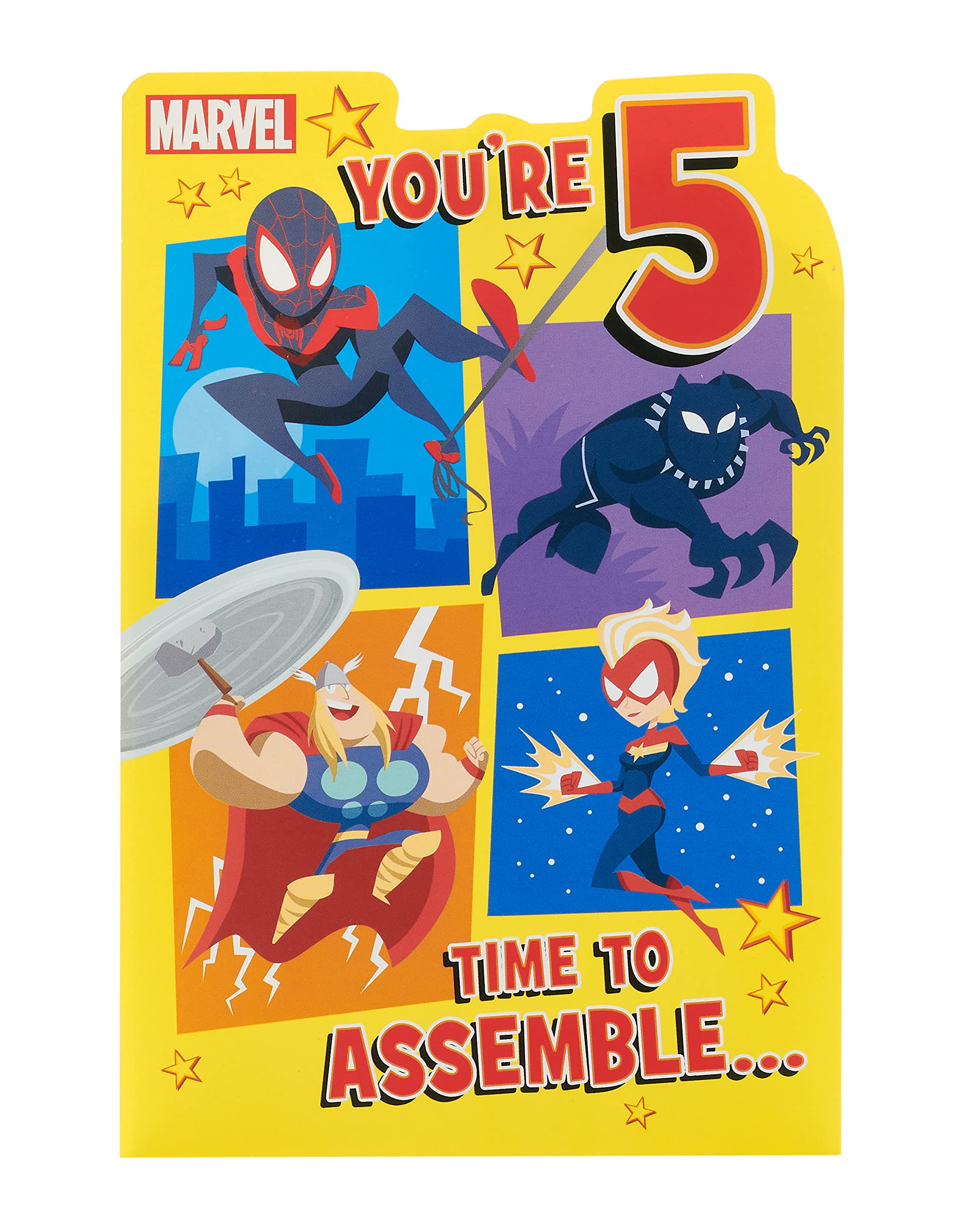 UK GreetingsMarvel 5th Birthday Card For Him/Boy With Envelope - Cartoon Design