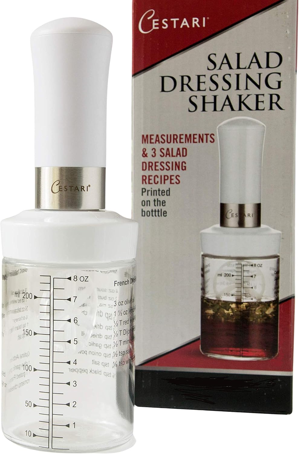 Original Salad Dressing Shaker: Borosilicate Glass Bottle with Mixer Insert, Leak-Proof Salad Dressing Blender and Dispenser with Measurements + Recipes, Reusable Vinaigrette Cruet Original Salad Dressing Shaker: Borosilicate Glass Bottle with Mixer Insert, Leak-Proof Salad Dressing Blender and Dispenser with Measurements + Recipes, Reusable Vinaigrette Cruet
